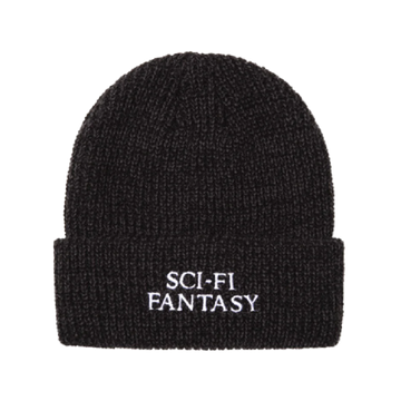 Sci-Fi Fantasy Mixed Yarn Logo Beanie (Black/Grey)