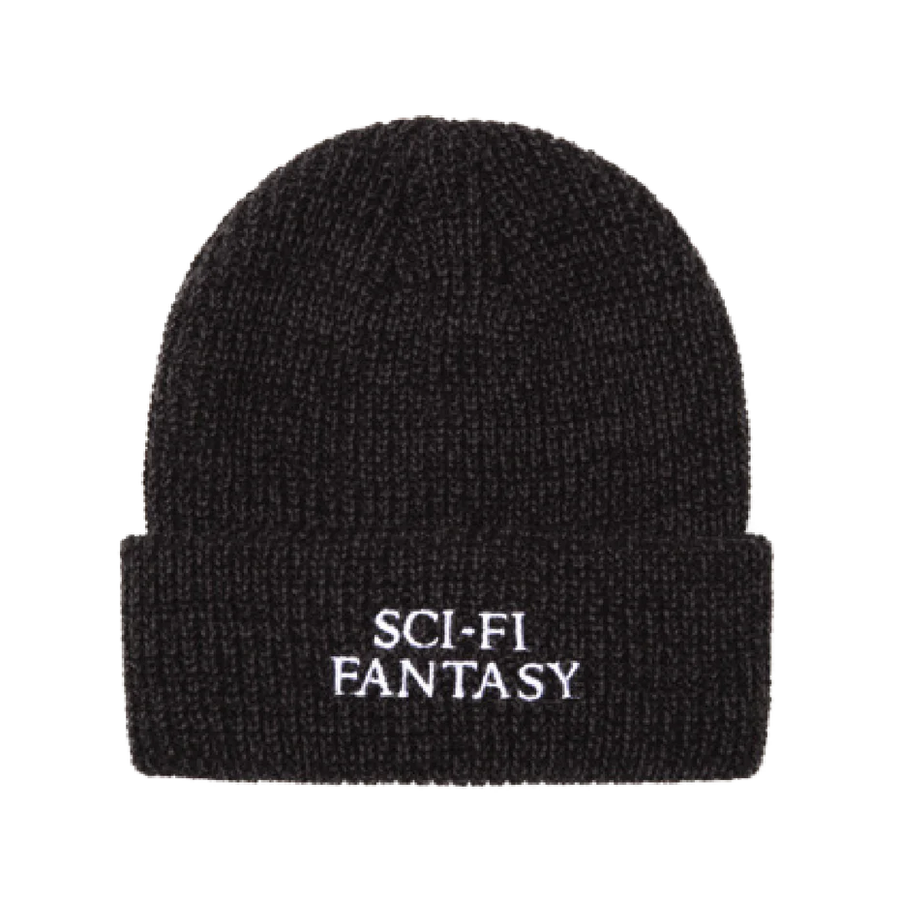 Sci-Fi Fantasy Mixed Yarn Logo Beanie (Black/Grey)