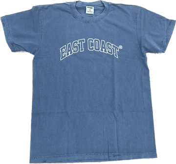 Cream "East Coast" Distressed T-Shirt (Blue)