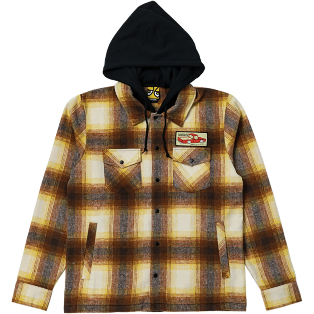 Krooked Double Ok Plaid Hooded Flannel (Brown/Tan)