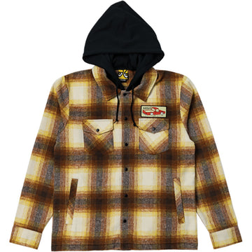 Krooked Double Ok Plaid Hooded Flannel (Brown/Tan)