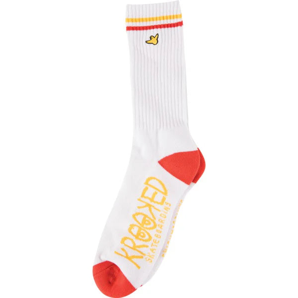 Krooked Bird Crew Socks (White/Yellow/Red)
