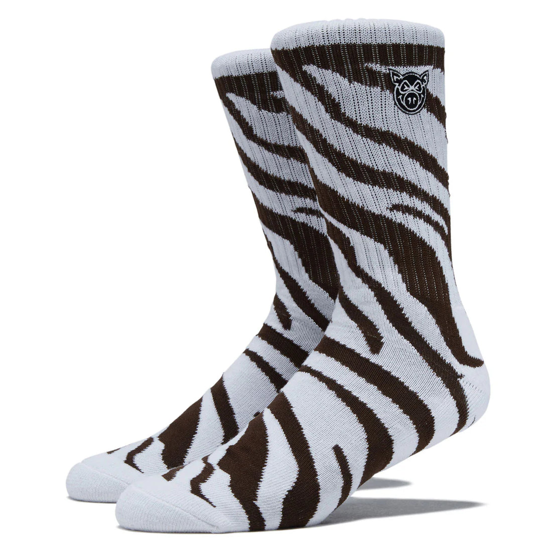 Pig Zebra Print Socks (Brown)