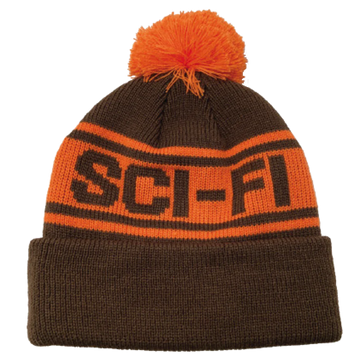 Sci-Fi Pom Beanie (Brown/Orange)