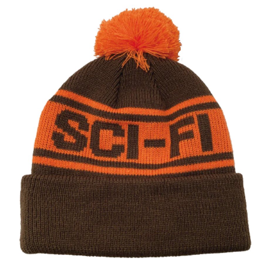 Sci-Fi Pom Beanie (Brown/Orange)