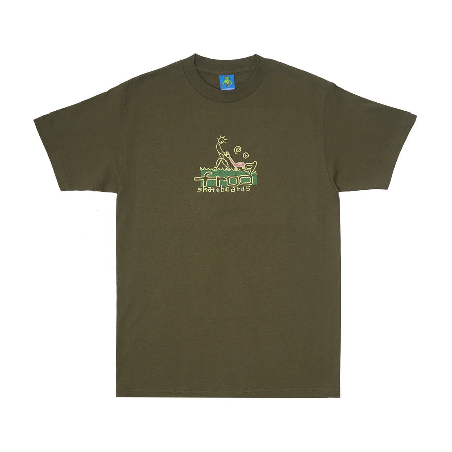 Frog Lawn Mower Man T-Shirt (Army)