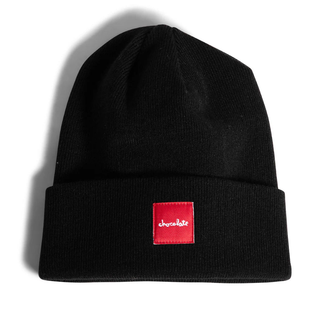 Chocolate Square Label Tight Cuff Beanie