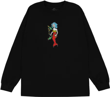 Krooked Mermaid Long Sleeve T-Shirt (Black)