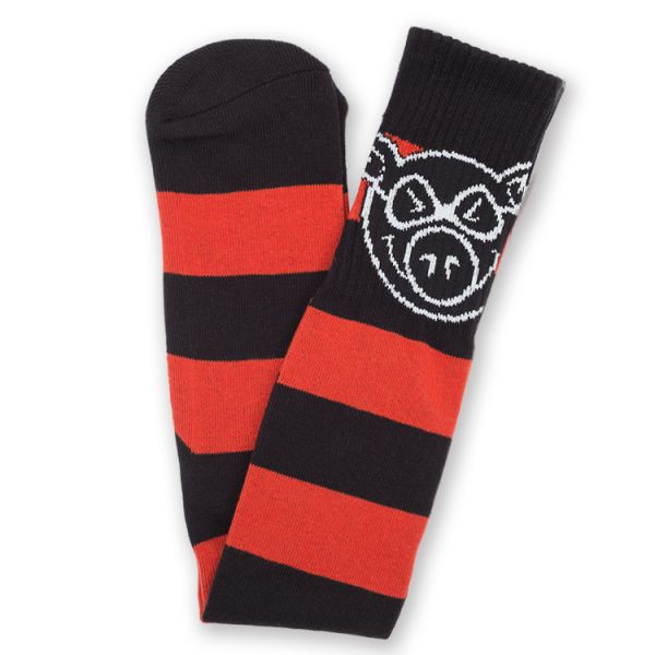 Pig Striped Socks (Red)