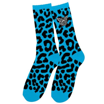 Pig Cheetah Print Socks (Blue)