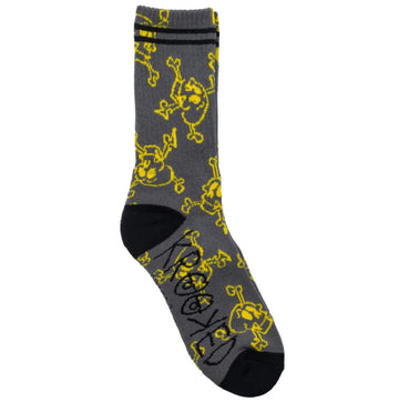Krooked Style Crew Socks (Charcoal/Yellow/Black)