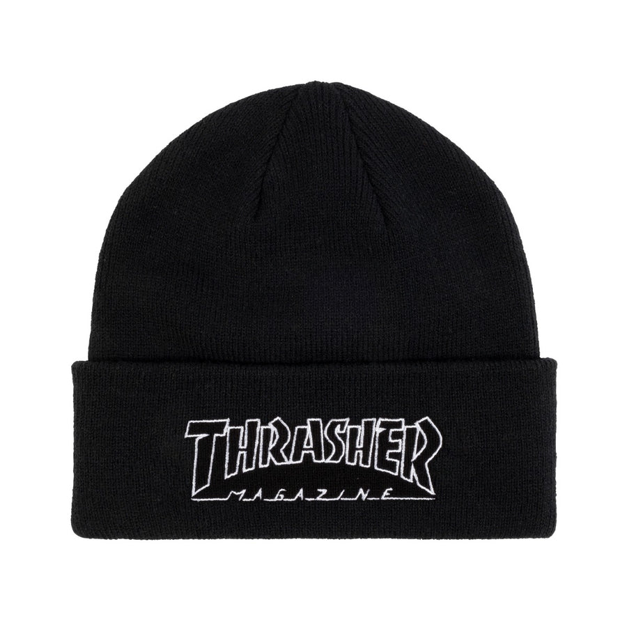 Thrasher Embroidered Outlined Beanie (Black)